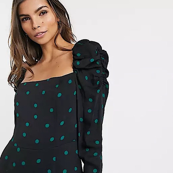& Other Stories polka dot puff sleeve midi dress - Picture 2 of 14